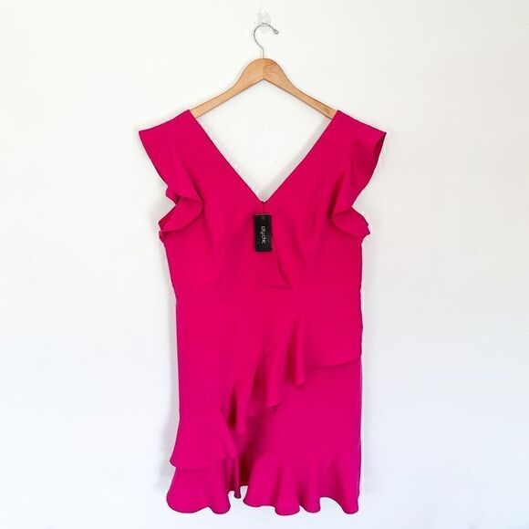 City Chic Women’s Flutter Flounce Sleeve Faux Wrap Ruffle Detail - Picture 2 of 13